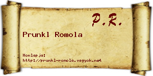 Prunkl Romola névjegykártya